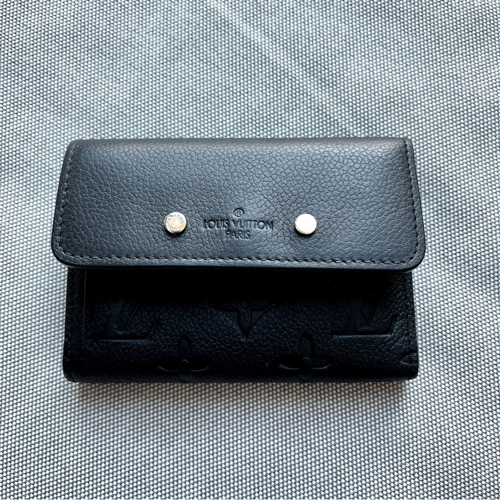 Louis Vuitton Pont Neuf Monogram Empreinte Black Leather Trifold Compact Wallet